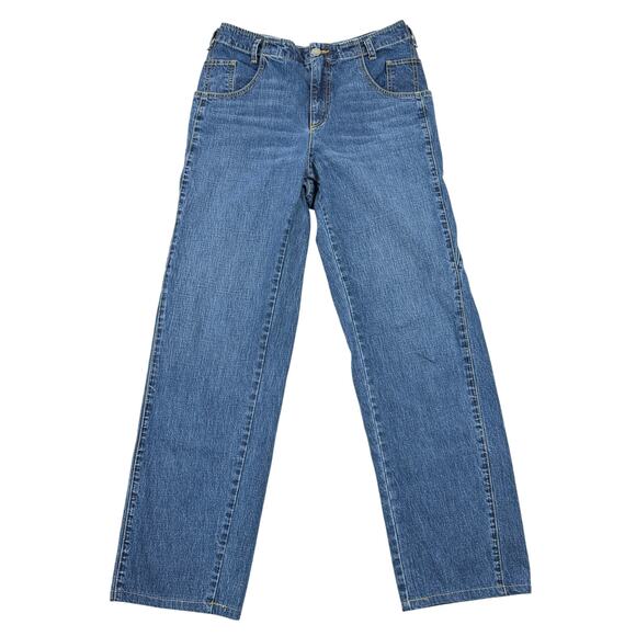 Rachel Comey Long Trigger High Rise Denim Jeans Straight Leg Angled Seams Sz 10 - Picture 7 of 13